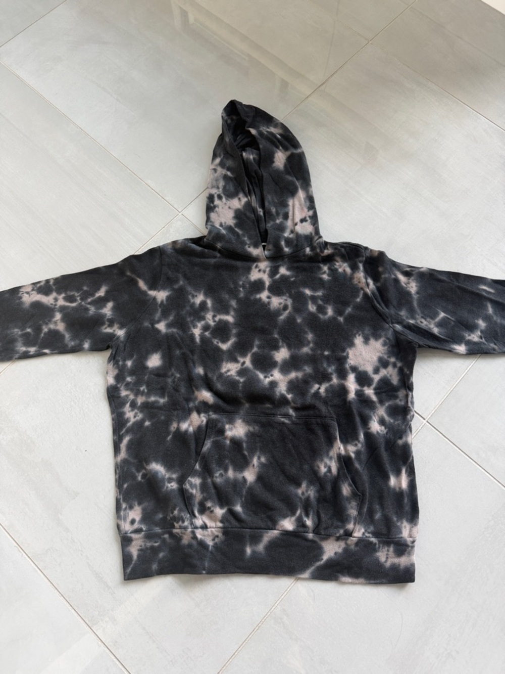 Monrow Black and Tan Tie-Dye Hoodie